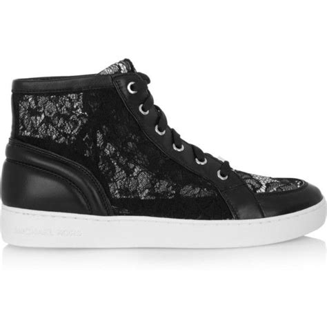 michael michael kors philippa lace and leather high-top sneakers|michael kors rose gold sneakers.